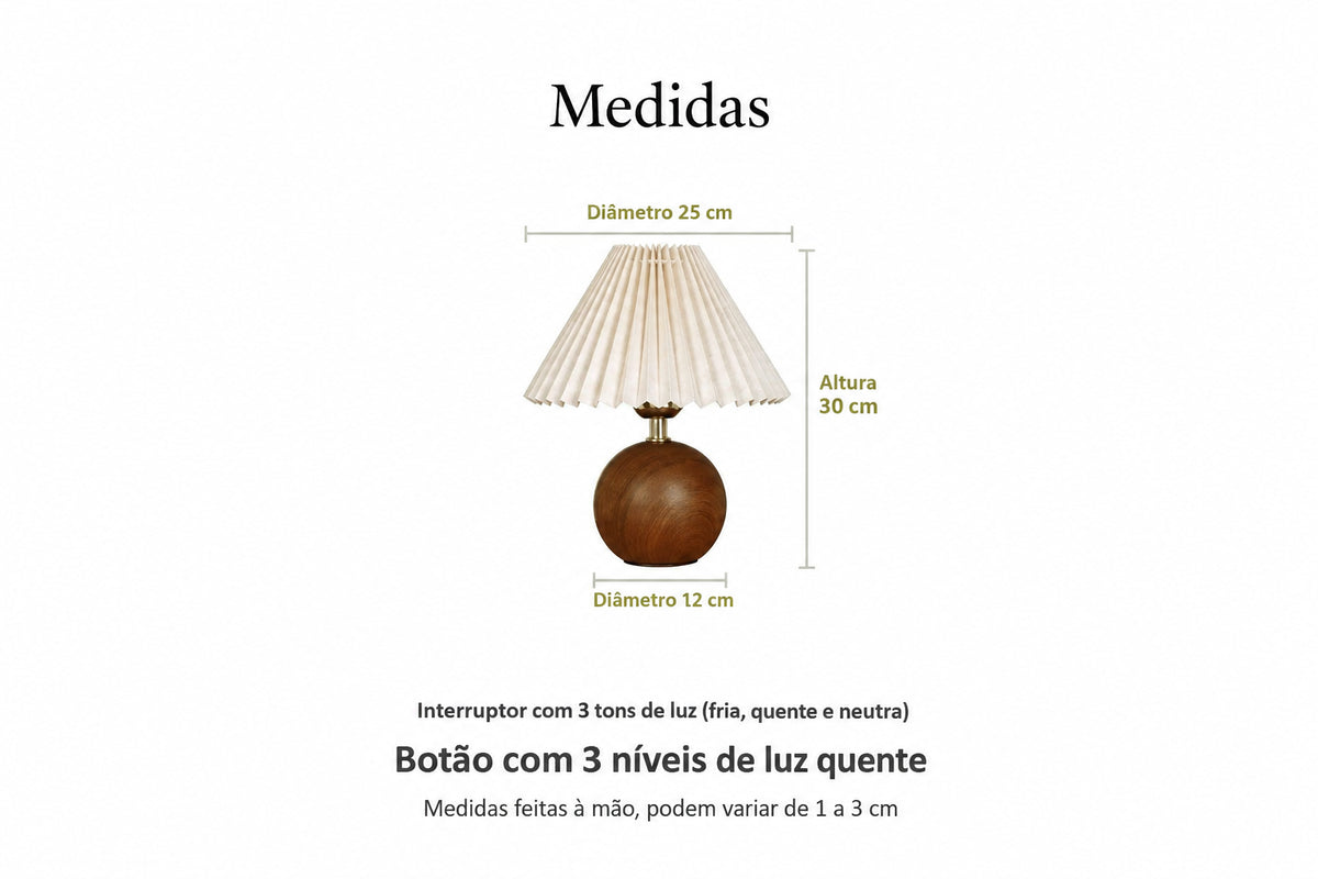 Luminária de Mesa Plissada com 3 Tons de Luz - foto 12 - Bedance