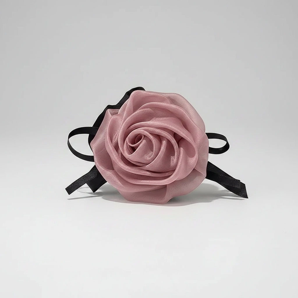 elástico de cetim rosa e roxo