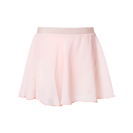 Saia de ballet em chiffon rodada sobre collant, usada em aula de dança infantil