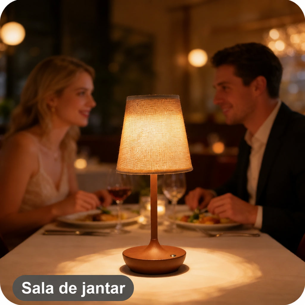 Luminária de Mesa Recarregável com Cúpula de Tecido - foto 13 - Bedance