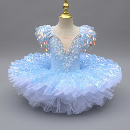 Vestido de Ballet com Paetês e Franjas nos Ombros - Bedance