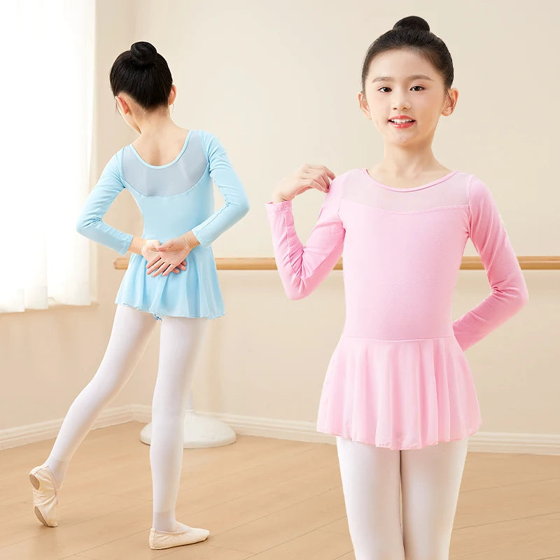 Collant Infantil Manga Longa com Tule - Bedance