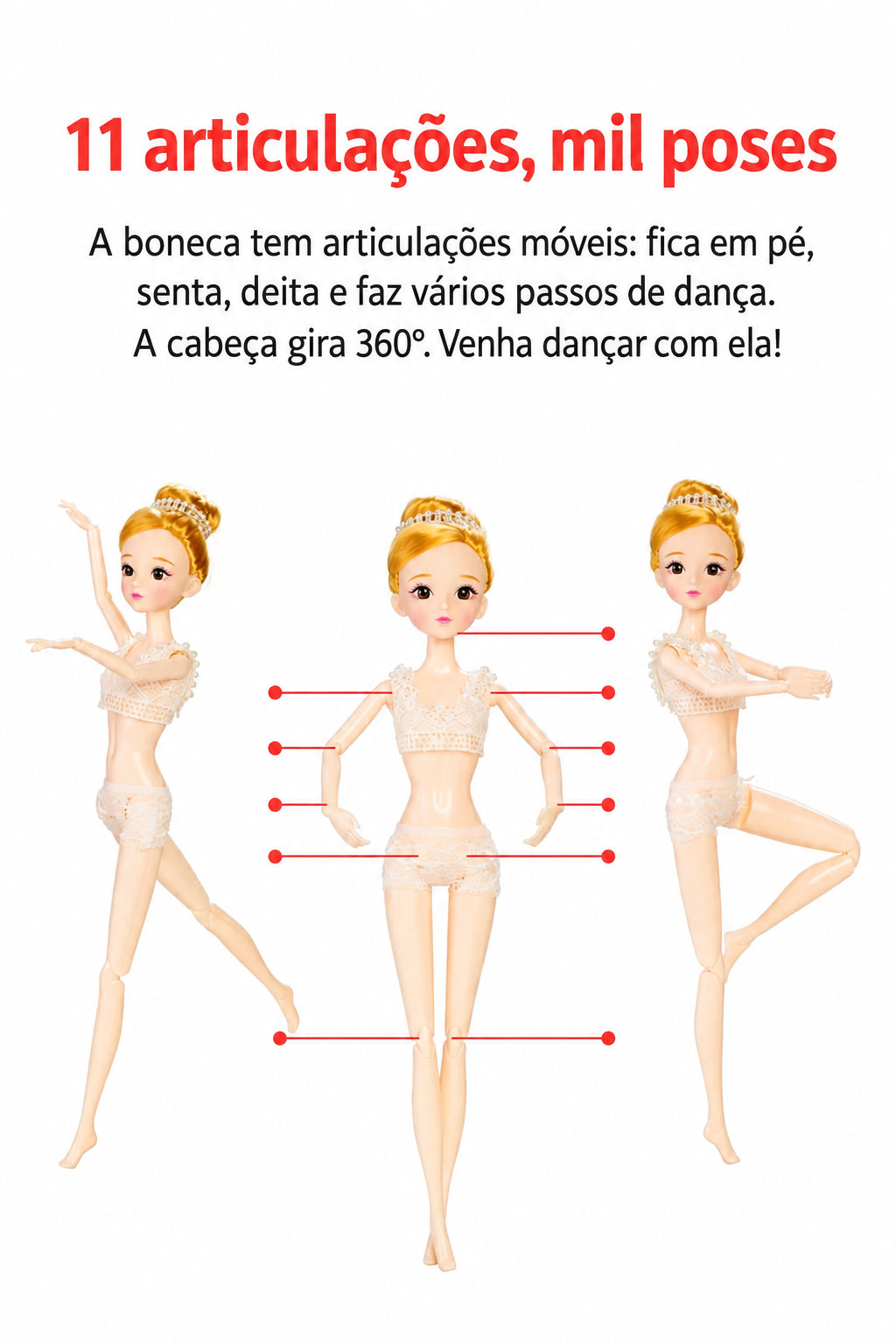 Boneca Bailarina Articulada 30 cm - foto 10 - Bedance