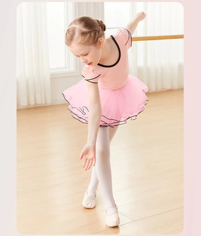 Collant Infantil com Tutu Rosa Manga Curta - foto 14 - Bedance