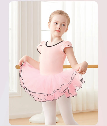 Collant Infantil com Tutu Rosa Manga Curta - foto 7 - Bedance