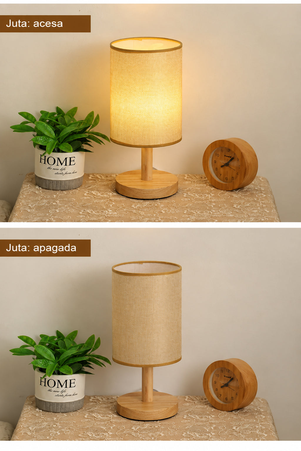 Luminária de Mesa com Base de Bambu e Cúpula de Linho - foto 15 - Bedance
