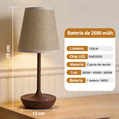 Luminária de Mesa Recarregável com Cúpula de Tecido - foto 8 - Bedance