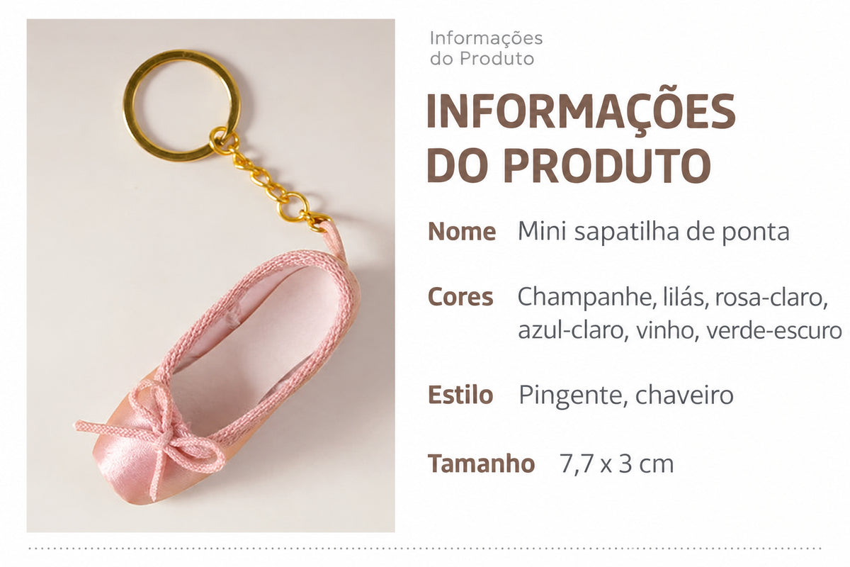 Chaveiro Mini Sapatilha de Ponta em Cetim - foto 8 - Bedance