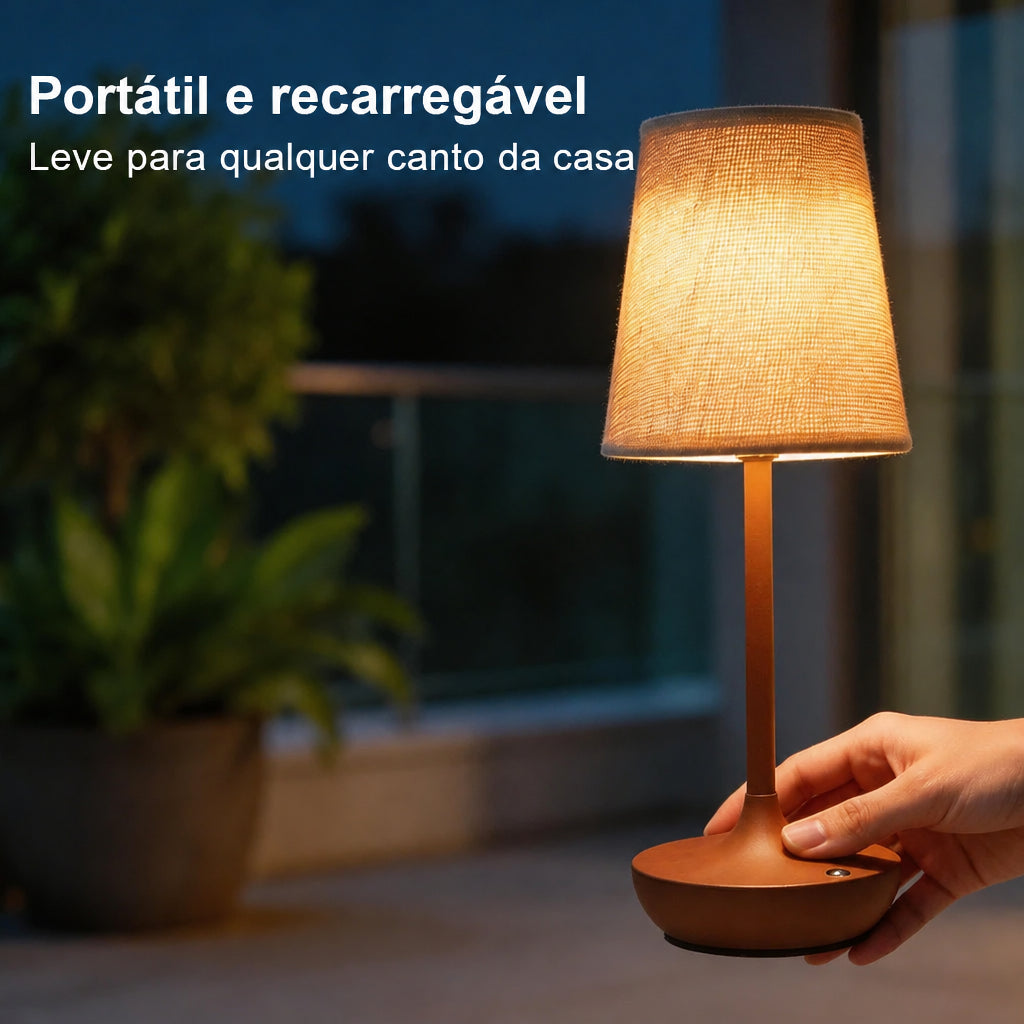 Luminária de Mesa Recarregável com Cúpula de Tecido - foto 17 - Bedance