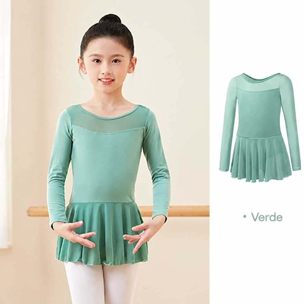 Collant Infantil Manga Longa com Tule - foto 21 - Bedance
