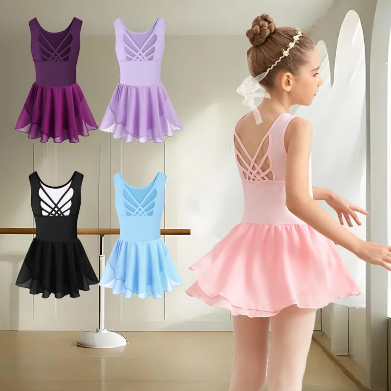 Collant Infantil com Saia e Costas de Borboleta - Bedance
