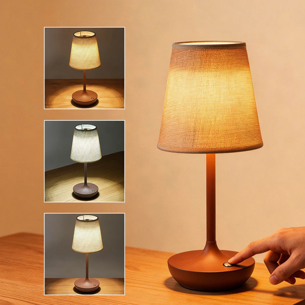 Luminária de Mesa Recarregável com Cúpula de Tecido - foto 10 - Bedance