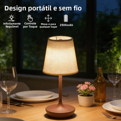 Luminária de Mesa Recarregável com Cúpula de Tecido - foto 3 - Bedance