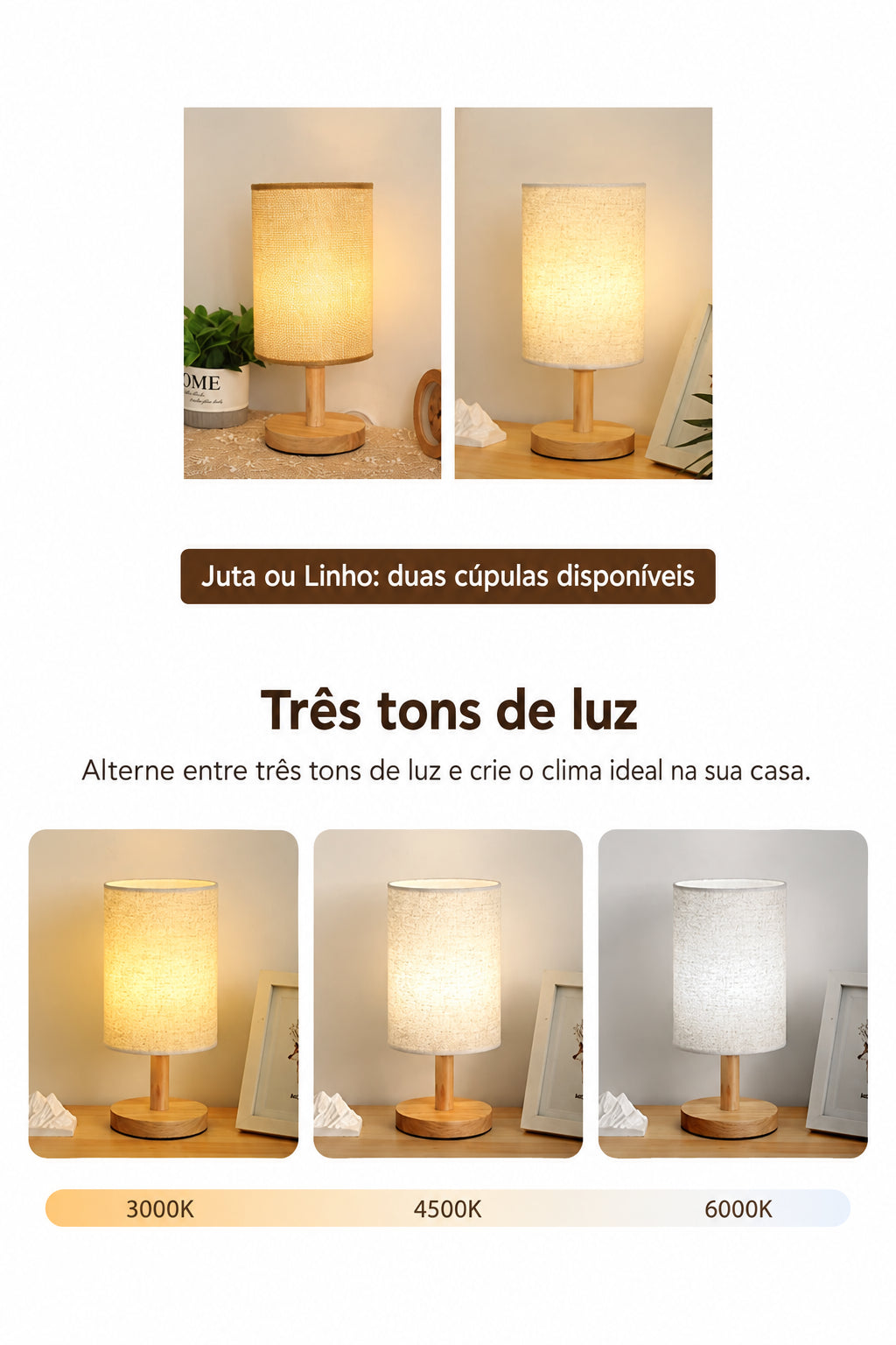 Luminária de Mesa com Base de Bambu e Cúpula de Linho - foto 12 - Bedance