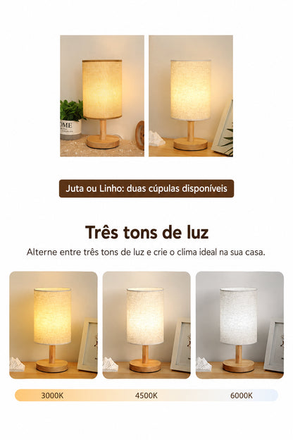Luminária de Mesa com Base de Bambu e Cúpula de Linho - foto 12 - Bedance