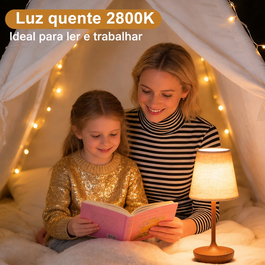 Luminária de Mesa Recarregável com Cúpula de Tecido - foto 16 - Bedance