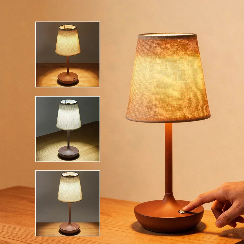 Luminária de Mesa Recarregável com Cúpula de Tecido - foto 4 - Bedance
