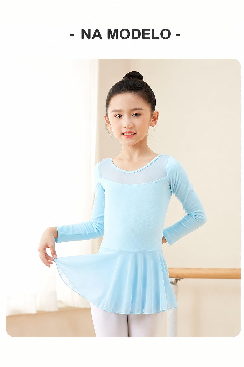 Collant Infantil Manga Longa com Tule - foto 11 - Bedance