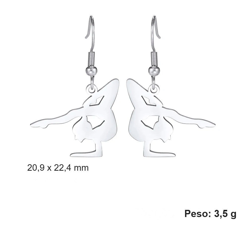 Brinco Bailarina Gota em Aço Inoxidável