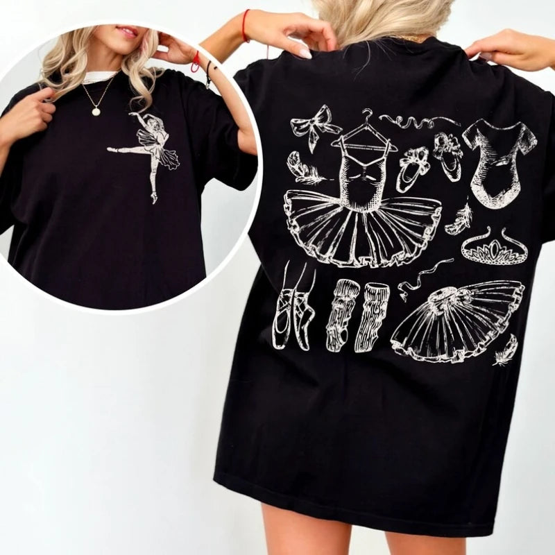 camiseta ballet estampada