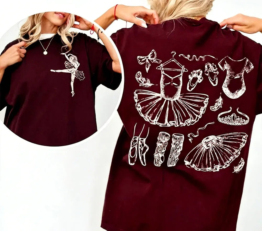 camiseta ballet estampada