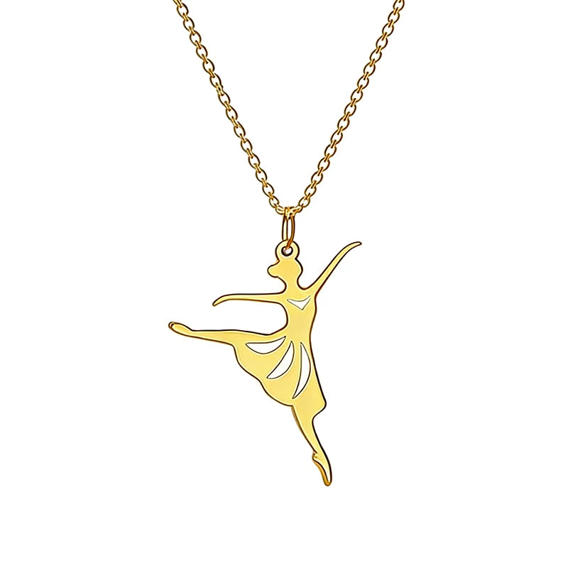 colar bailarina pingente dourado