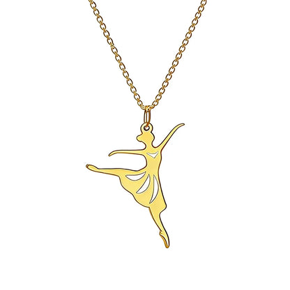colar bailarina pingente dourado