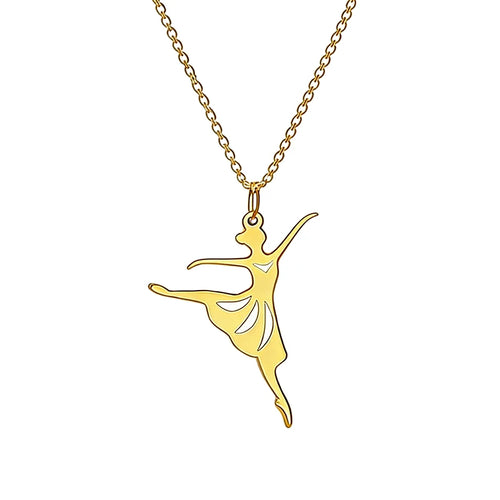 colar bailarina pingente dourado
