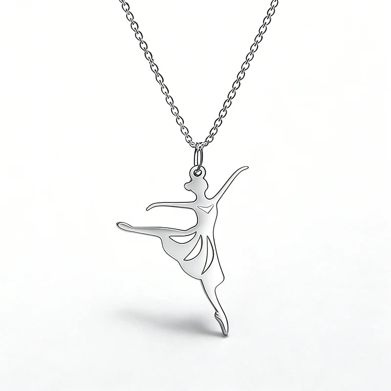 colar bailarina pingente prateado