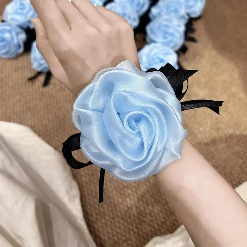 elástico de cetim azul