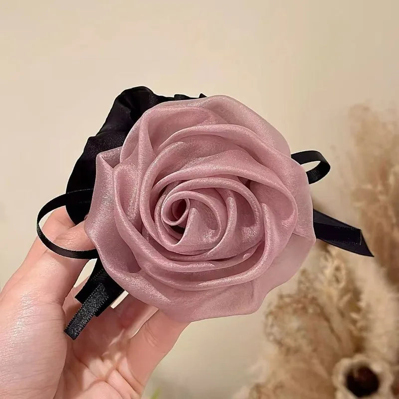 elástico de cetim rosa e roxo