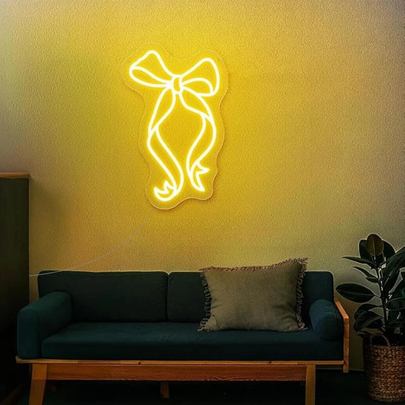 luminoso neon laço gravata borboleta1-amarelo