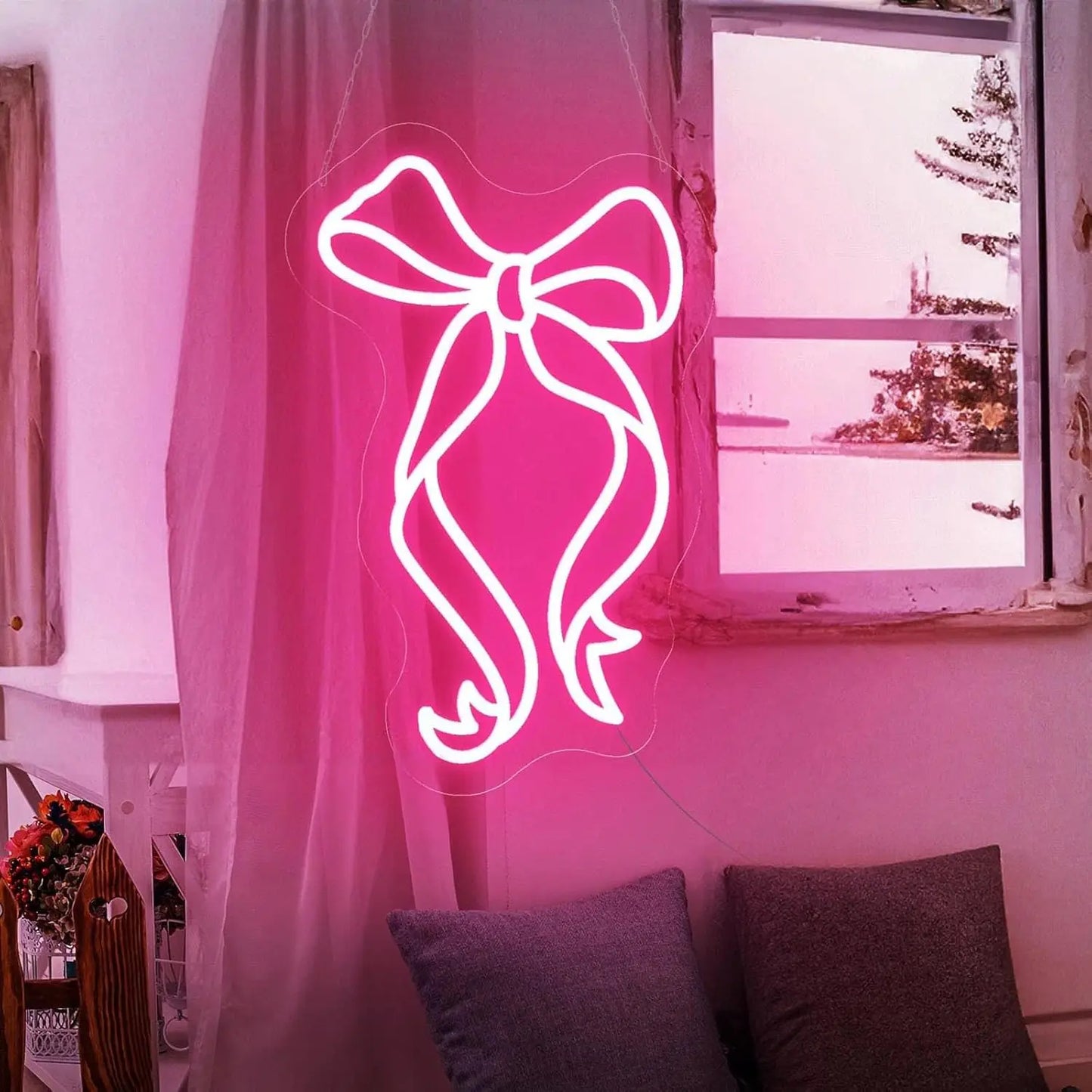 luminoso neon laço gravata borboleta1-rosa
