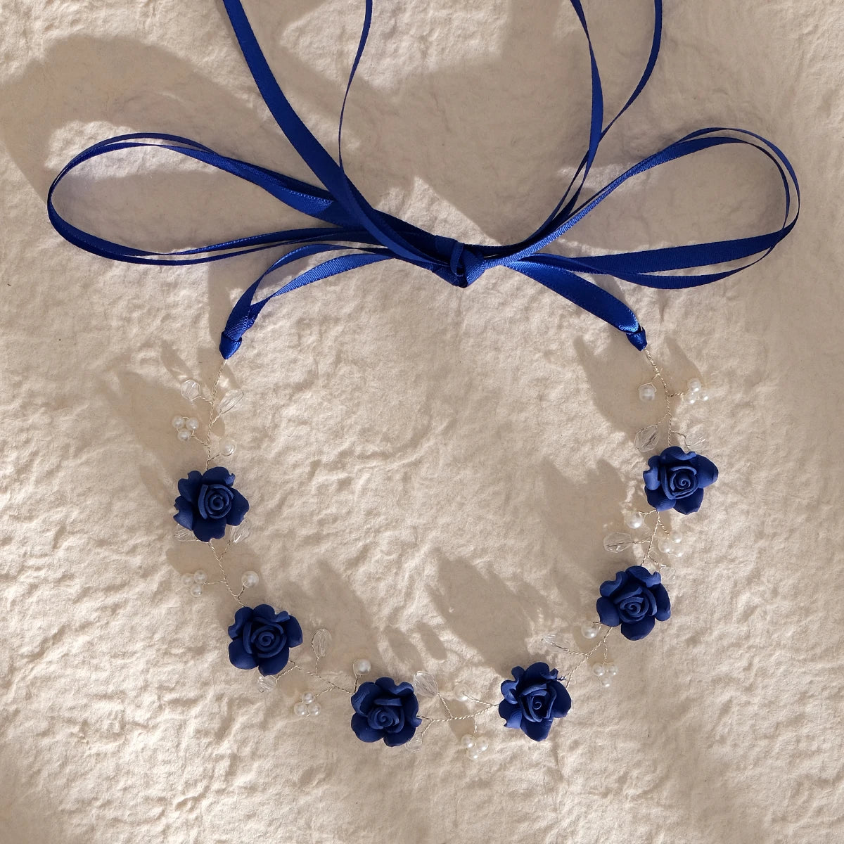tiara floral artesanal hs-j6991s-azul