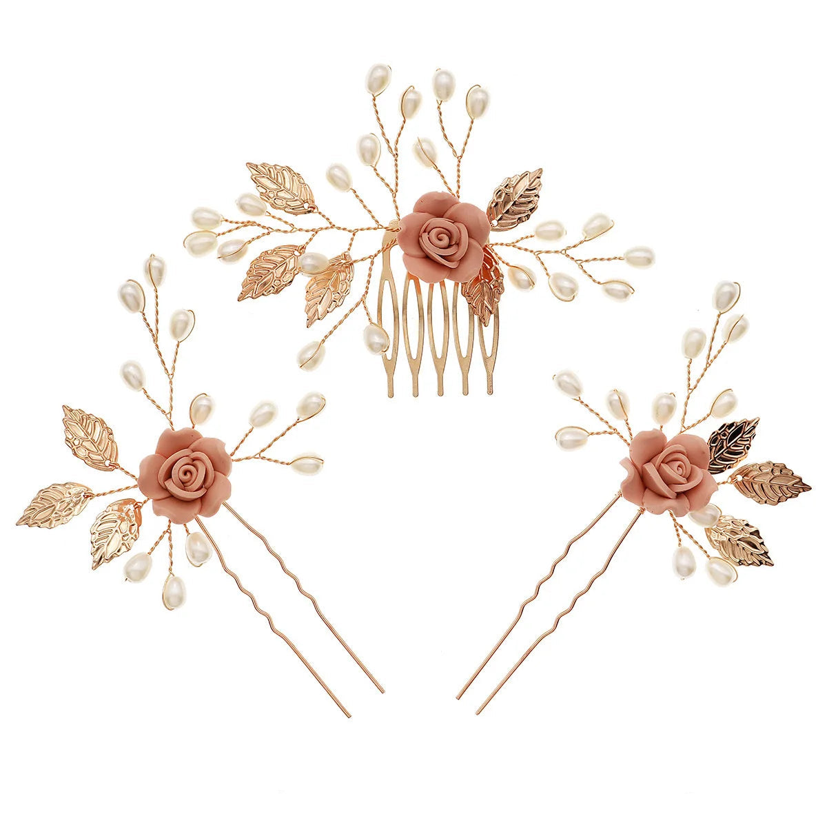tiara floral artesanal hs-j7083g-rosa