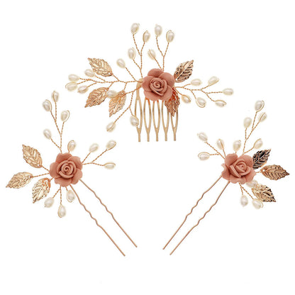 tiara floral artesanal hs-j7083g-rosa