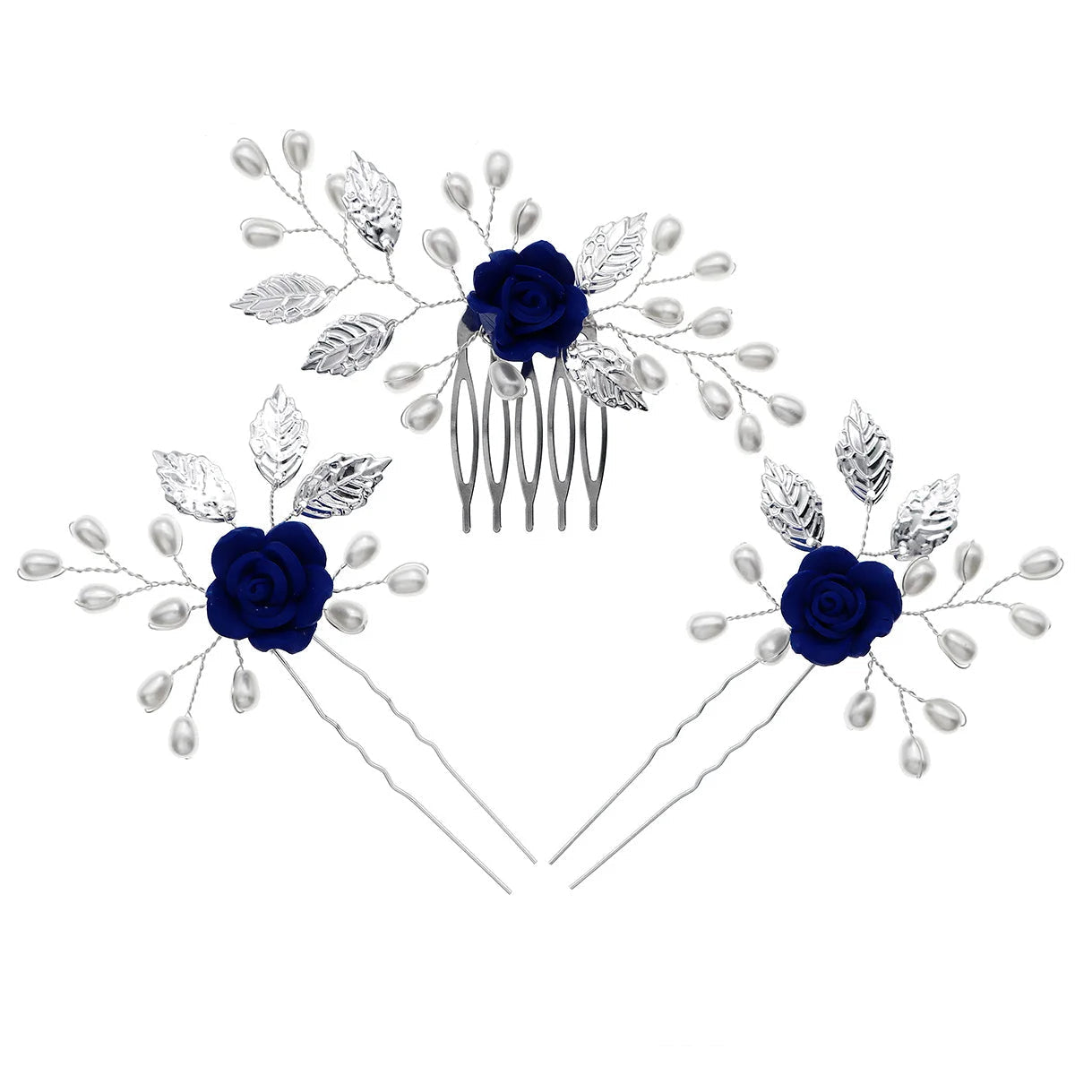 tiara floral artesanal hs-j7083s-azul