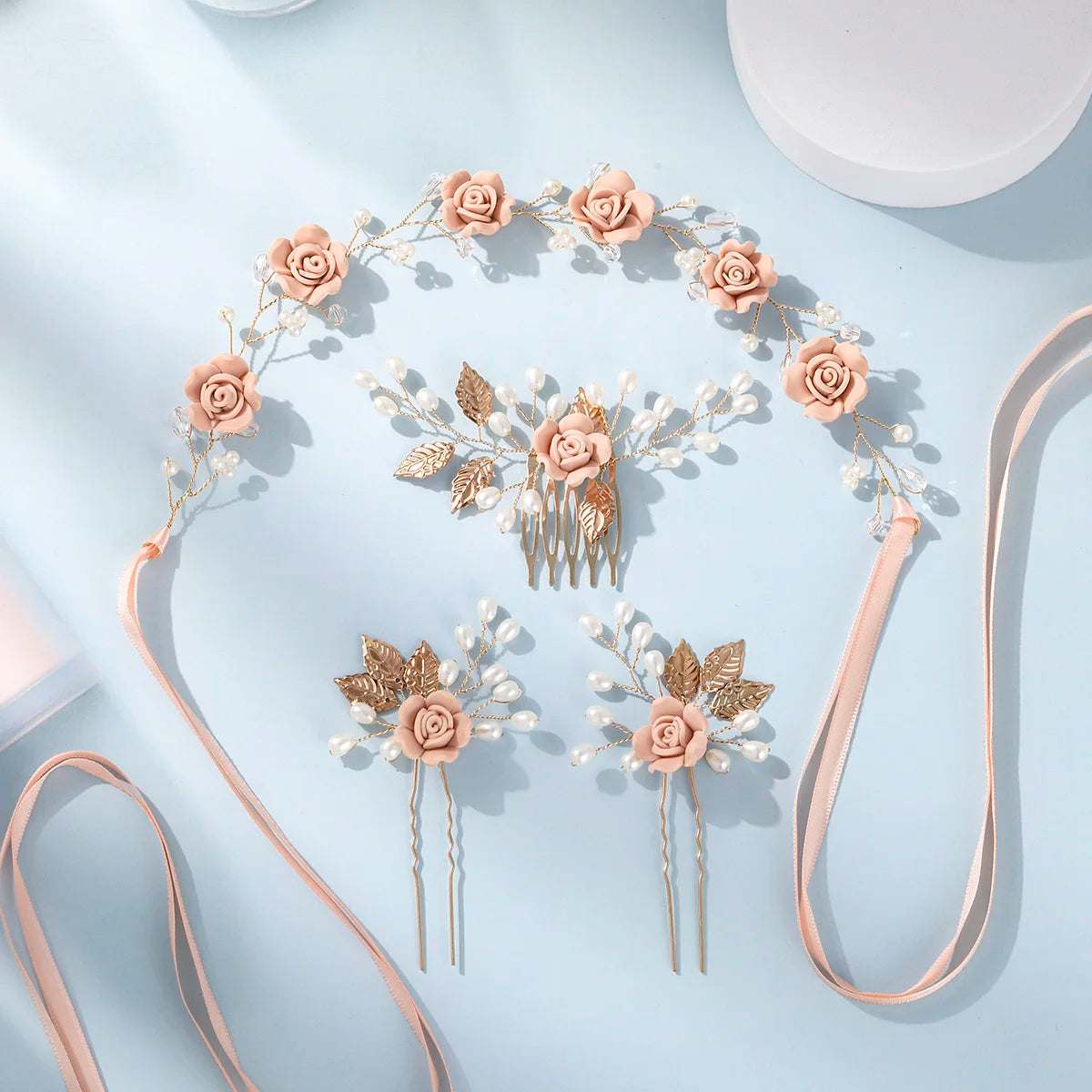 tiara floral artesanal zuhe-rosa