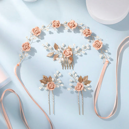 tiara floral artesanal zuhe-rosa