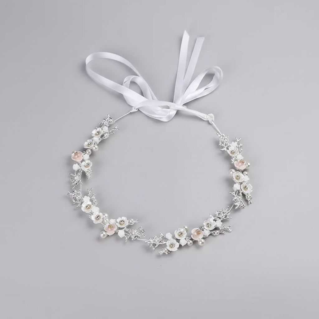tiara metálica floral