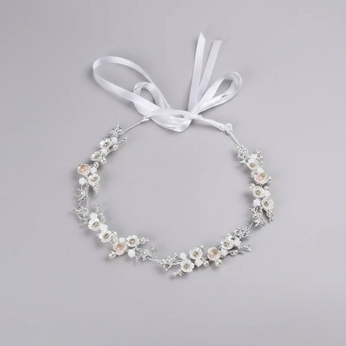 tiara metálica floral