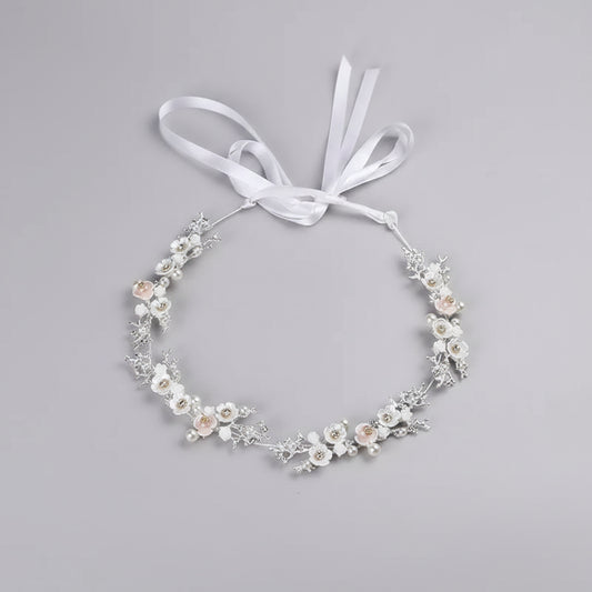 tiara metálica floral